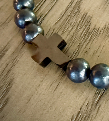 Jewelry - 6mm EMF SHUNGITE Bracelet with cross charm