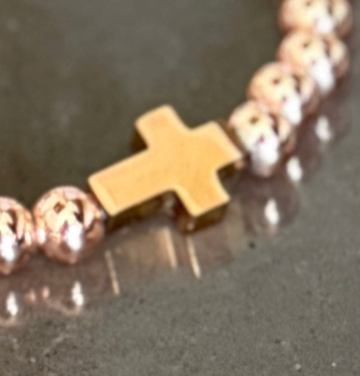 Jewelry - 6mm CROSS 14K Rose Gold & Copper Bracelet